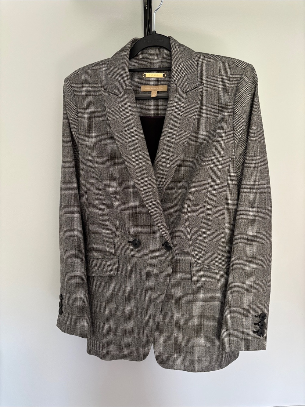 Talbots Black and White Glen Plaid Blazer